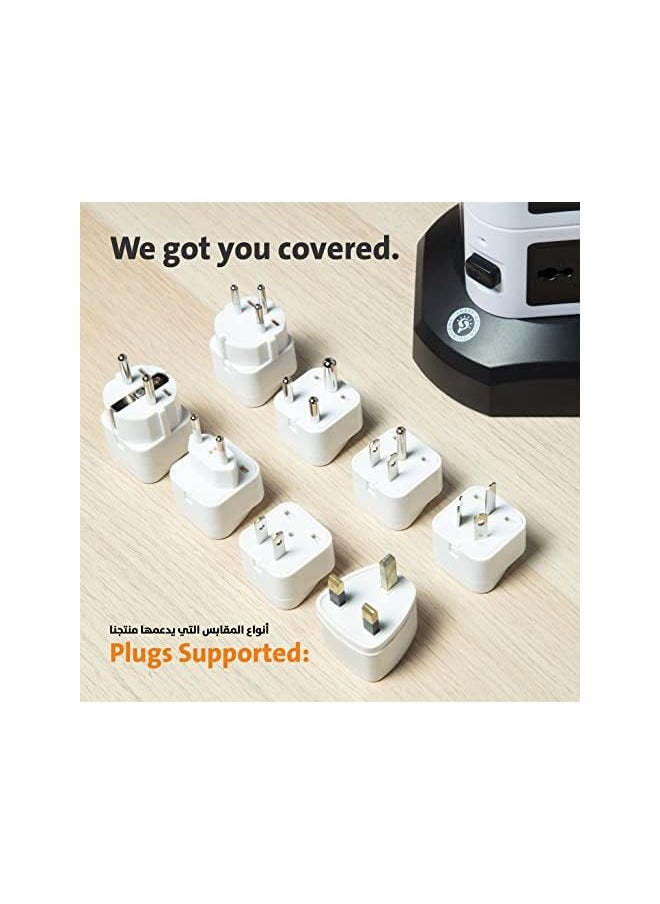 Generic - plug extension cord with usb surge protector multi way power extension socket outlet 2m power cable Electric extension cable adapter vertical tower extension lead power strip (2 Layers) - Image 1