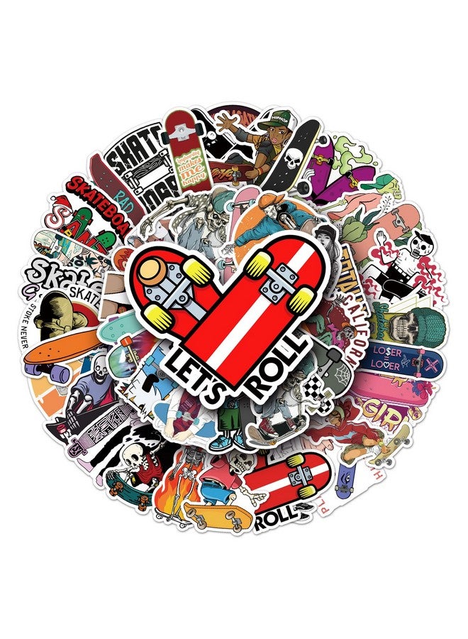 Ash & Roh Cute Cartoon Stickers for Kids, 50 Pcs Cute Stickers for Water Bottles - Cute Stickers Pack Gift for Kids Teen Birthday Party (Skateboard) - Image 5