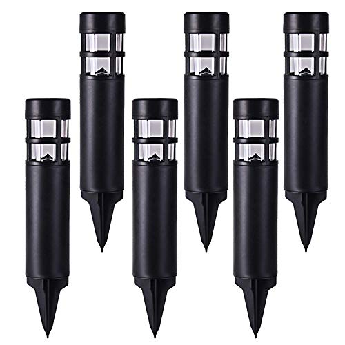 SUNWIND Solar Garden Lights Outdoor LED Bollard Solar Powered Path Lighting for Patio Pathway Backyard Lawn Landscaping (Black-6 Pack) - Image 1