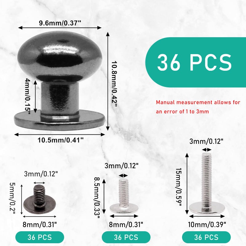 BUXIMN Mini Drawer Pulls, Small Knobs for Jewelry Box, Metal Round Mini Knobs Handles Diameter 0.37inch for Jewelry Case, Wood Case, Drawer, Cabinets, Closet, Cupboard (36pcs, Black) - Image 2