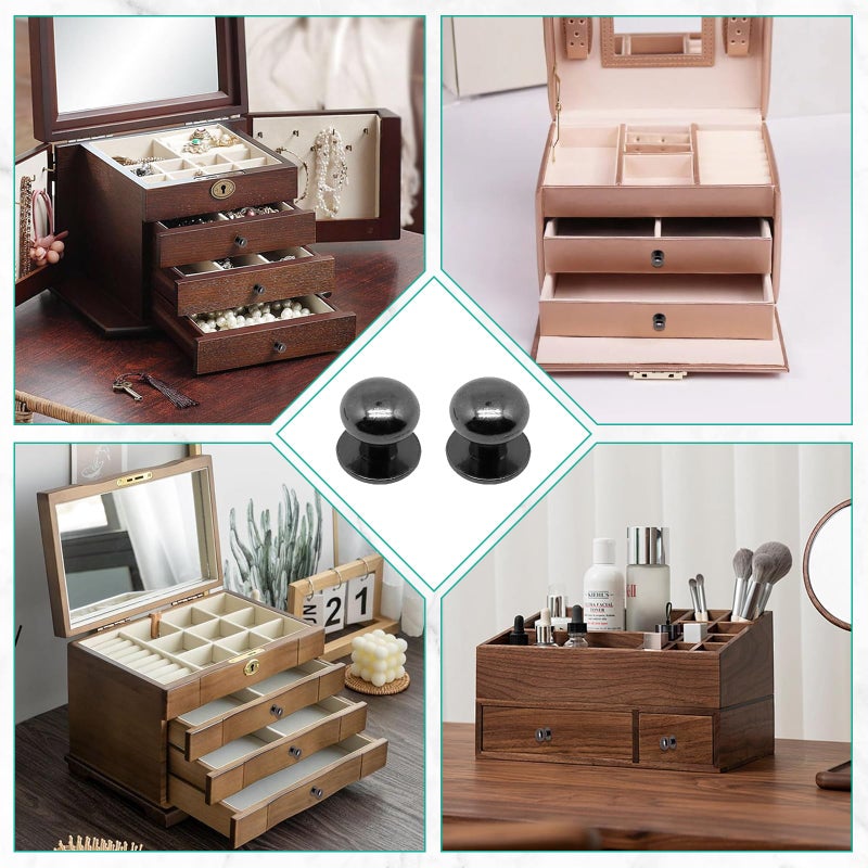 BUXIMN Mini Drawer Pulls, Small Knobs for Jewelry Box, Metal Round Mini Knobs Handles Diameter 0.37inch for Jewelry Case, Wood Case, Drawer, Cabinets, Closet, Cupboard (36pcs, Black) - Image 4