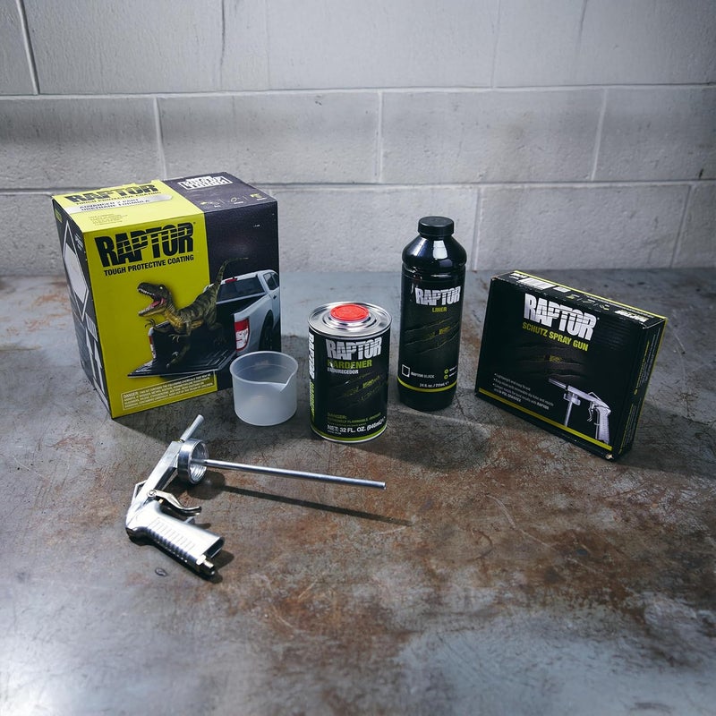 U-POl Raptor Black Urethane Spray-On Truck Bed Liner Kit, Protective Paint With Spray Gun, For Tailgates & Trucks, Vehicle Undercoating, 2 Quart Kit - Image 2
