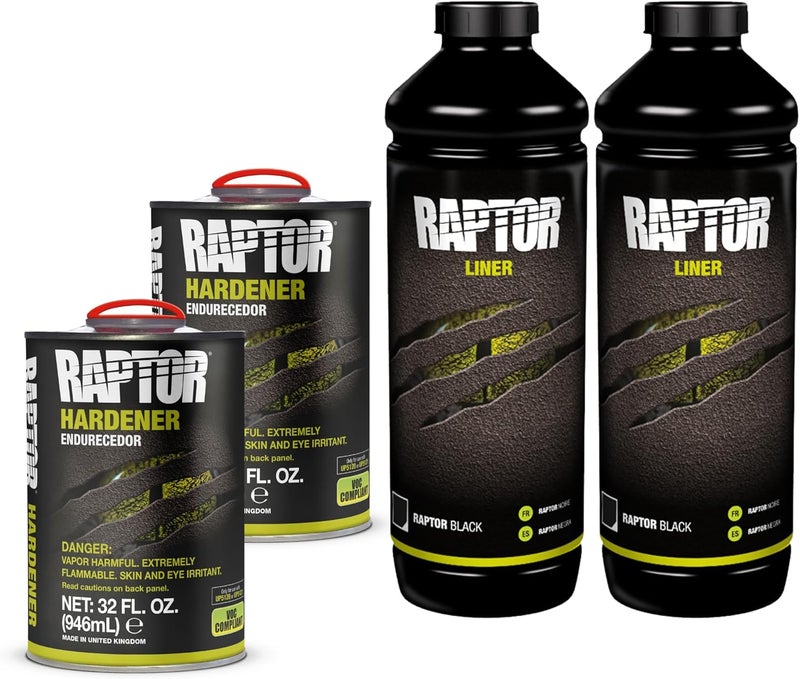 U-POl Raptor Black Urethane Spray-On Truck Bed Liner Kit, Protective Paint With Spray Gun, For Tailgates & Trucks, Vehicle Undercoating, 2 Quart Kit - Image 1
