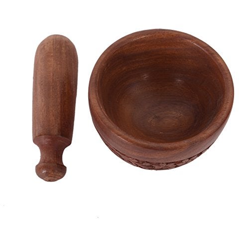Purpledip Wooden Mortar & Pestle Grinding Bowl Set Khal Batta Khal Dasta Imam Dasta Spice Masher Kharad (11057) - Image 4