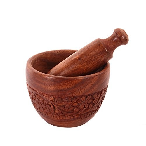 Purpledip Wooden Mortar & Pestle Grinding Bowl Set Khal Batta Khal Dasta Imam Dasta Spice Masher Kharad (11057) - Image 2