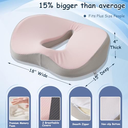 King Mills Plus Size XL Tailbone Pain Relief Cushion, Extra Large Seat Cushion for Tailbone Pain Relief, Ideal as Hemorrhoid Pillow & Donut Pillow for Tailbone Pain - Image 2