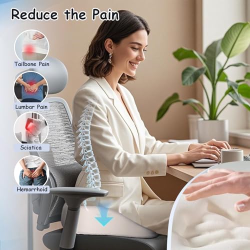 King Mills Plus Size XL Tailbone Pain Relief Cushion, Extra Large Seat Cushion for Tailbone Pain Relief, Ideal as Hemorrhoid Pillow & Donut Pillow for Tailbone Pain - Image 4