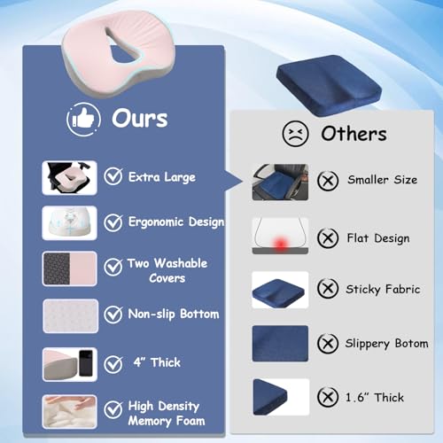 King Mills Plus Size XL Tailbone Pain Relief Cushion, Extra Large Seat Cushion for Tailbone Pain Relief, Ideal as Hemorrhoid Pillow & Donut Pillow for Tailbone Pain - Image 5