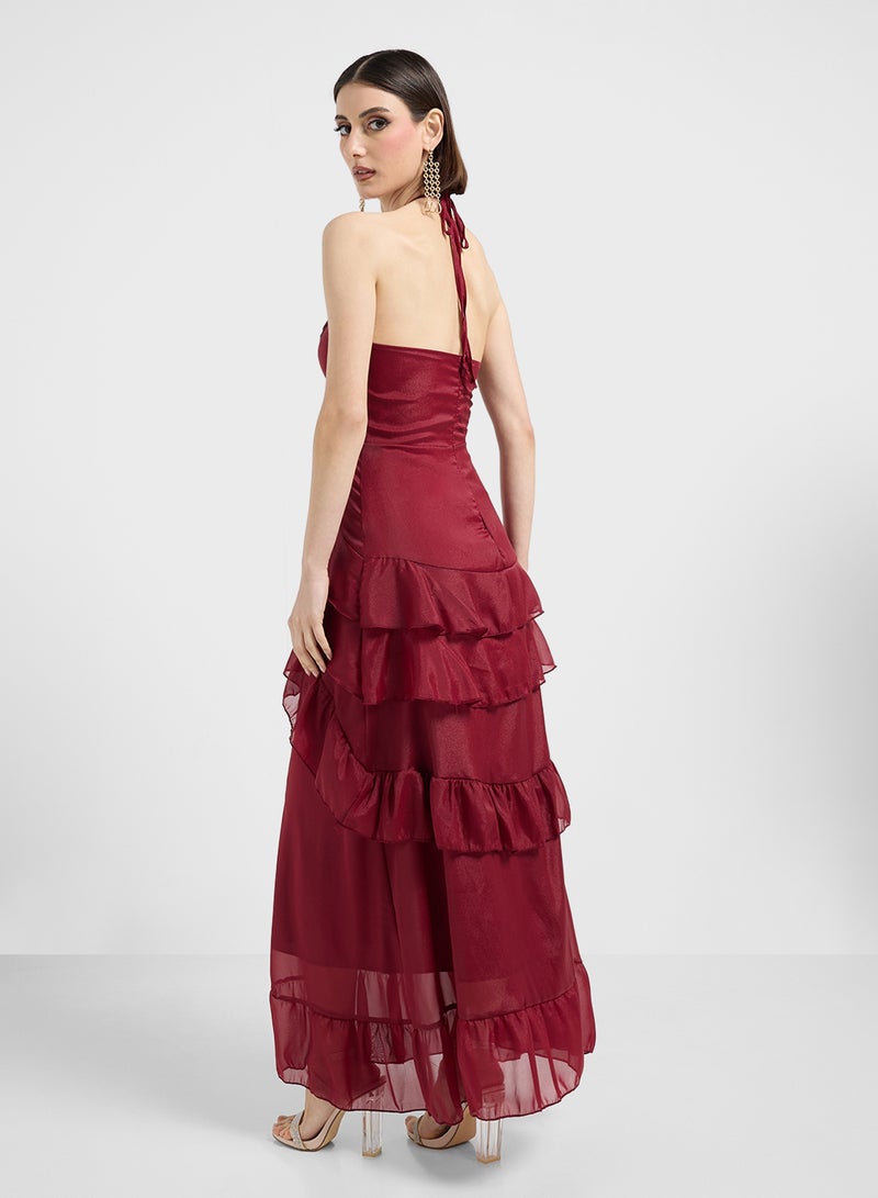 ELLA Ruffled Halter Maxi Dress - Image 2