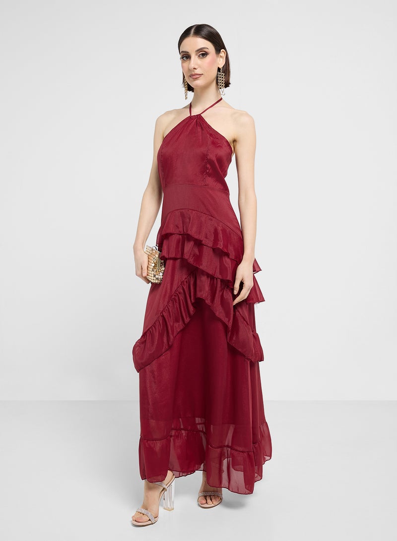 ELLA Ruffled Halter Maxi Dress - Image 4