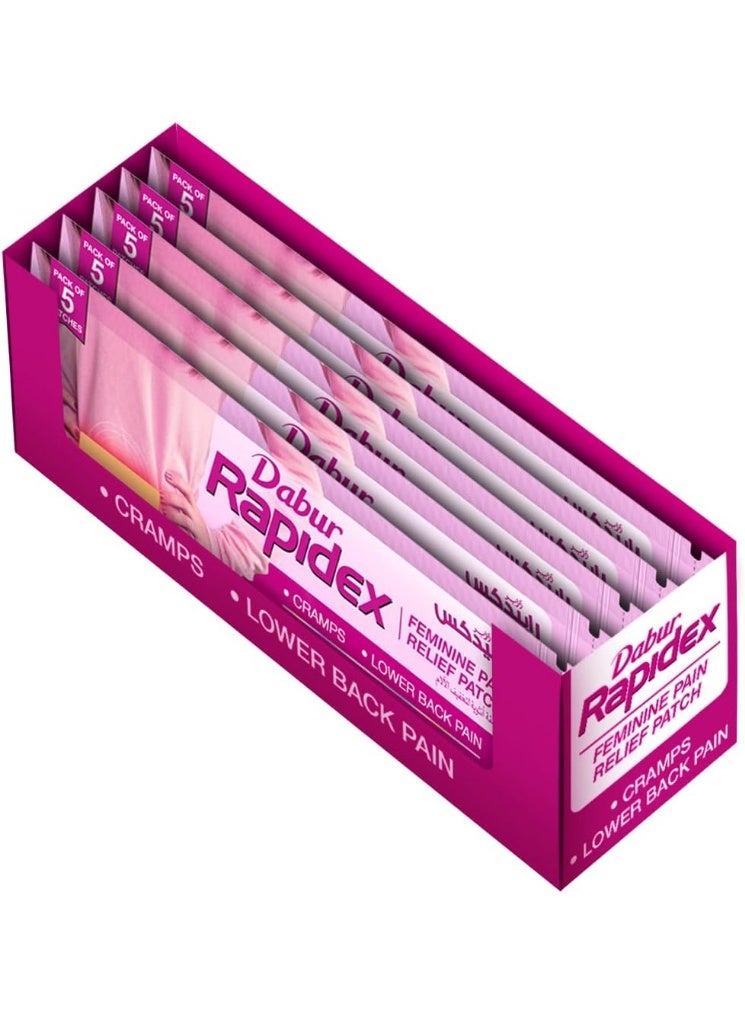 دابر دابور رقعة لتخفيف الام الانثوية من رابيدكس 5 قطع في كل كيس حركة سريعة وتخفيف طويل الامد للتشنجات والام اسفل الظهر والام الدورة الشهرية 2 عبوة - Image 4