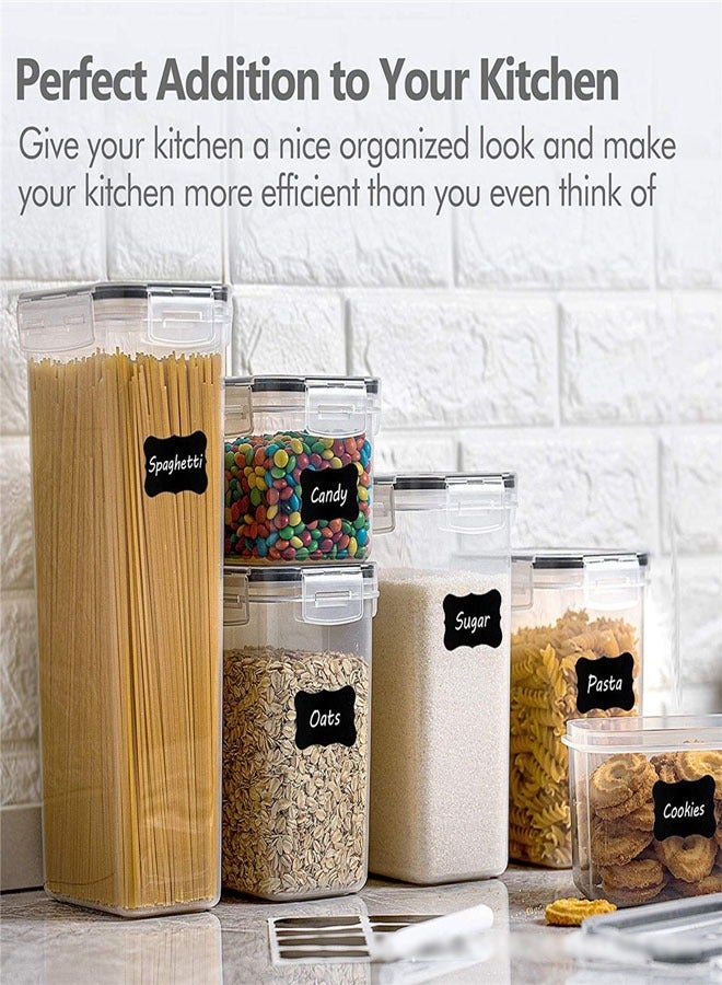 Pack of 14 Air Tight Lid Food Storage Container Space Saving Plastic Cereal Keeper Boxes - Image 2