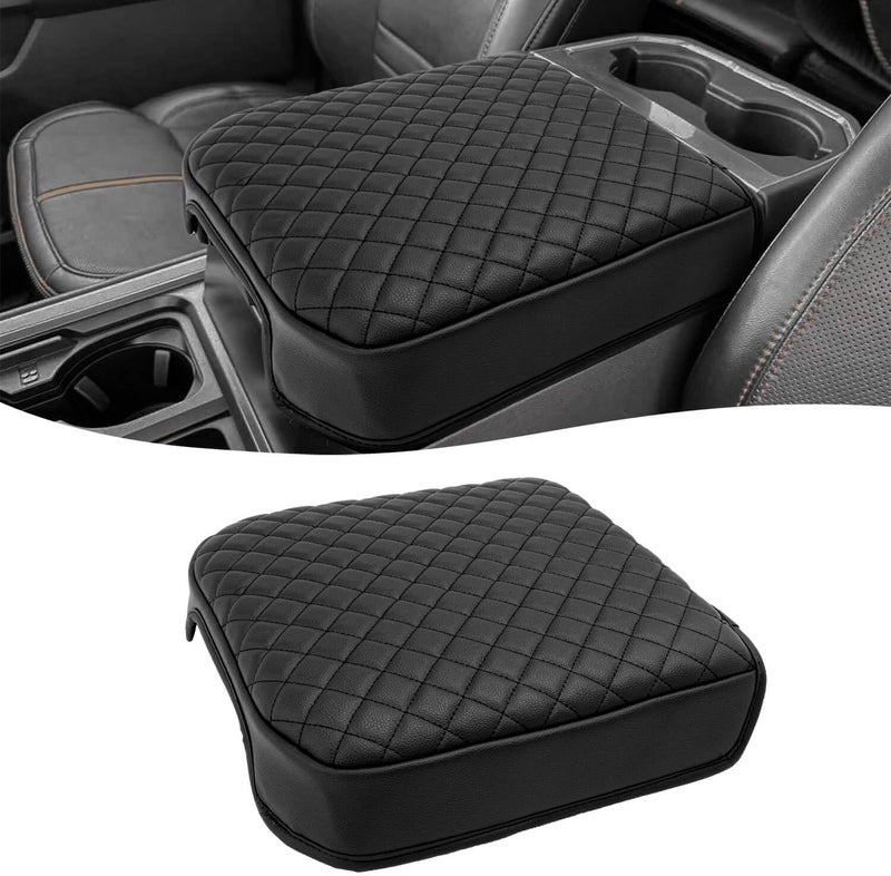 KBH Center Console Armrest Cover for F250 F350 Super Duty 2024-2025, Bucket Seat, Vinyl Leather Trim, Arm Rest Lid Cushion Rrotector, Anti-Scratch, Black - Image 1