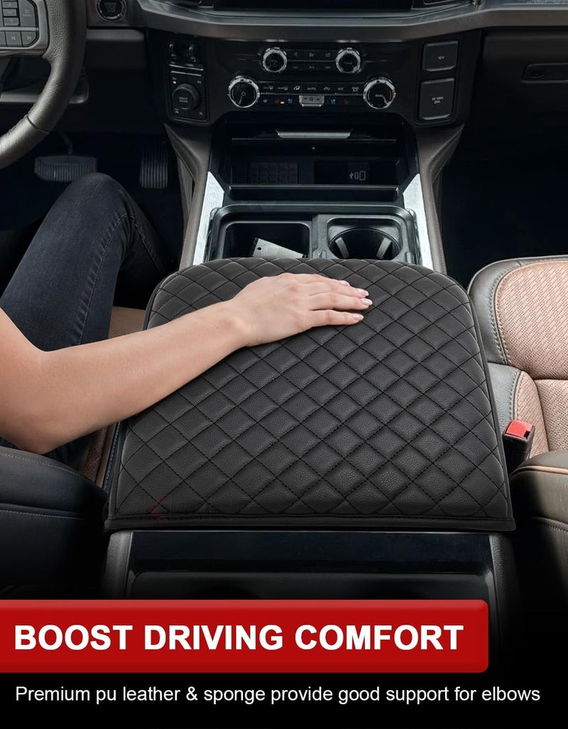 KBH Center Console Armrest Cover for F250 F350 Super Duty 2024-2025, Bucket Seat, Vinyl Leather Trim, Arm Rest Lid Cushion Rrotector, Anti-Scratch, Black - Image 4