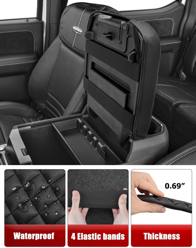 KBH Center Console Armrest Cover for F250 F350 Super Duty 2024-2025, Bucket Seat, Vinyl Leather Trim, Arm Rest Lid Cushion Rrotector, Anti-Scratch, Black - Image 5