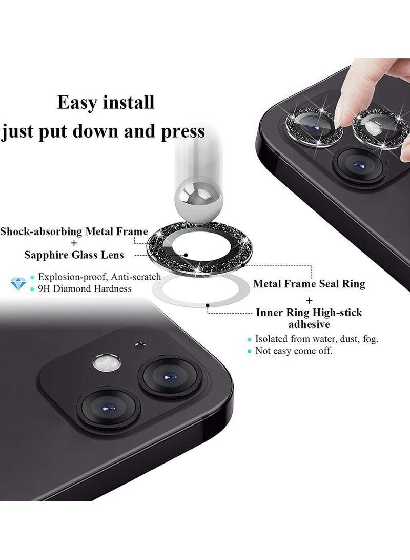 Theodor Tempered Glass Camera Screen Protector For iPhone 12 Glitter Black - Image 2
