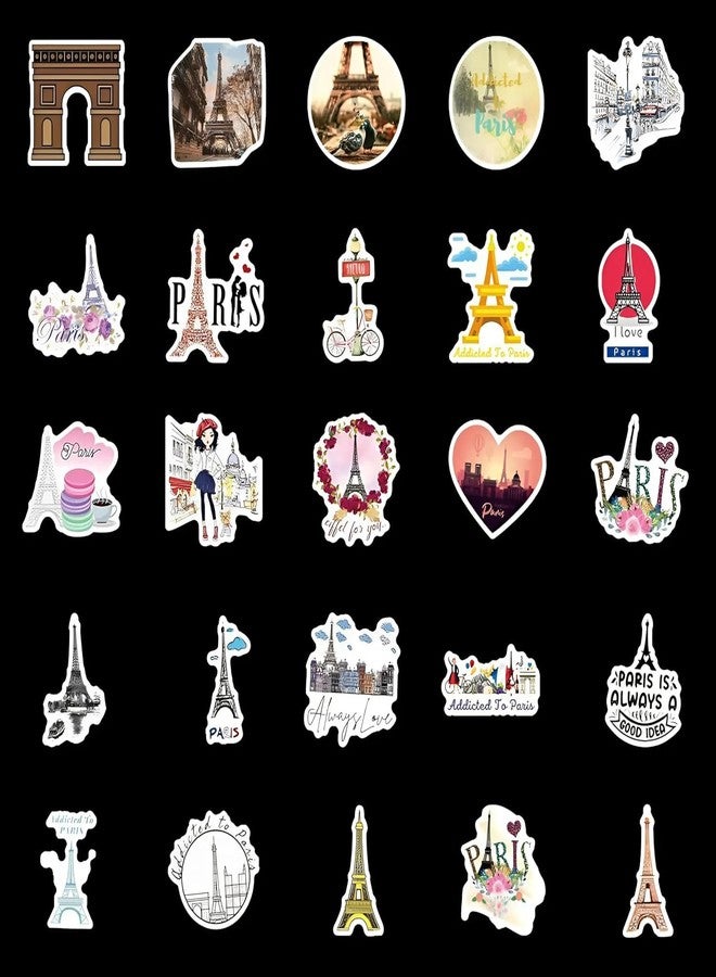 2HEET 2 HEET Paris France Themed Stickers - 50PCS Aesthetic Vinyl Waterproof Stickers for Travel Scrapbook, Diary, Laptop, Water Bottle - Cute French City Decals for Girls & Craft Lovers - Image 2