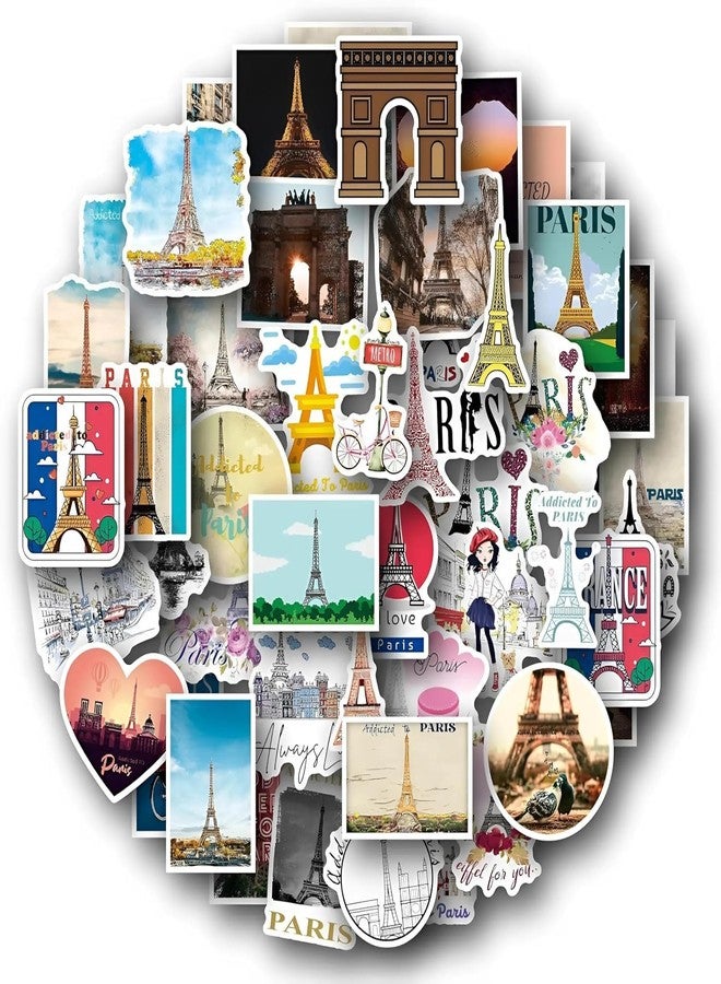 2HEET 2 HEET Paris France Themed Stickers - 50PCS Aesthetic Vinyl Waterproof Stickers for Travel Scrapbook, Diary, Laptop, Water Bottle - Cute French City Decals for Girls & Craft Lovers - Image 1