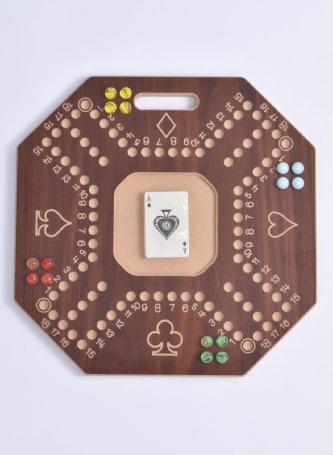 Fitness World Wooden Jackaroo Game with Sturdy Carrying Case, Portable Folding Jackaroo Game Board, Wooden Strategy Jackaroo Game Table for 4 Players with Marbles and Cards, 40x40cm - Image 2