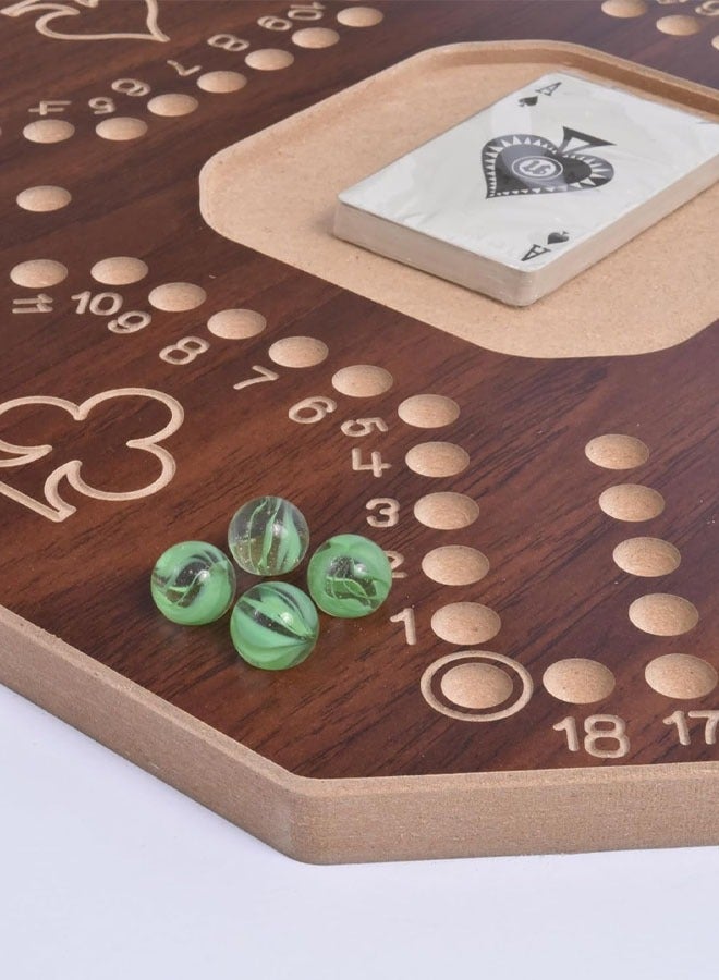 Fitness World Wooden Jackaroo Game with Sturdy Carrying Case, Portable Folding Jackaroo Game Board, Wooden Strategy Jackaroo Game Table for 4 Players with Marbles and Cards, 40x40cm - Image 4