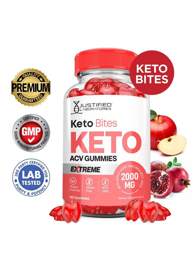 Justified Laboratories Keto Bits Keto ACV Gummies Extreme 2000MG Keto Bites Keto Gummies Apple Cider Vinegar Formulated with Pomegranate Beet Juice Powder B12 Vegan Non GMO 60 Gummys - Image 2