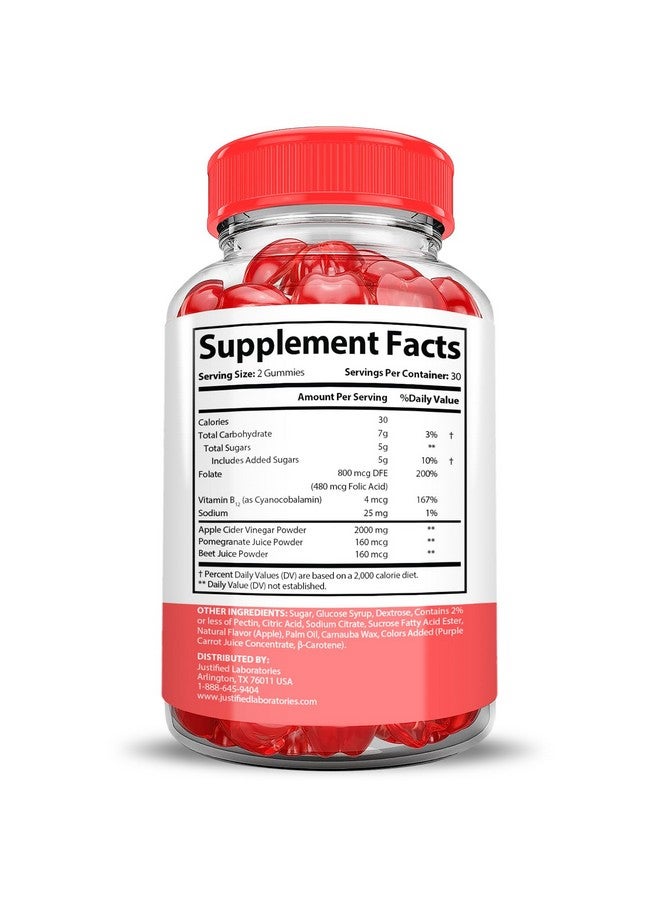 Justified Laboratories Keto Bits Keto ACV Gummies Extreme 2000MG Keto Bites Keto Gummies Apple Cider Vinegar Formulated with Pomegranate Beet Juice Powder B12 Vegan Non GMO 60 Gummys - Image 4