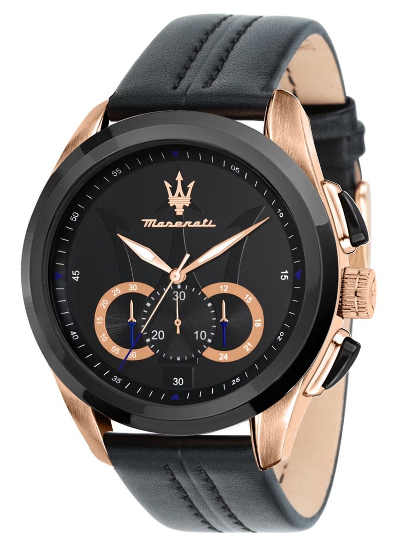 Maserati Men's Traguardo Multifunction Black Leather Watch R8871612025  - Image 2