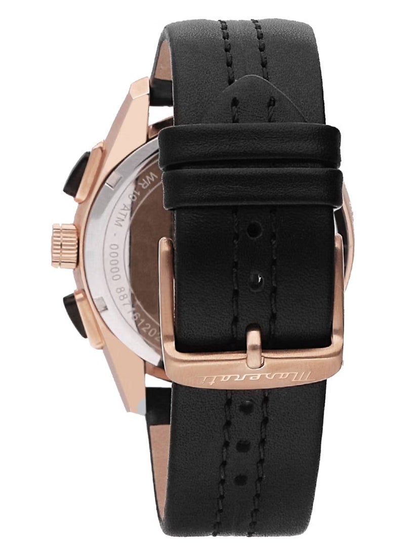 Maserati Men's Traguardo Multifunction Black Leather Watch R8871612025  - Image 3