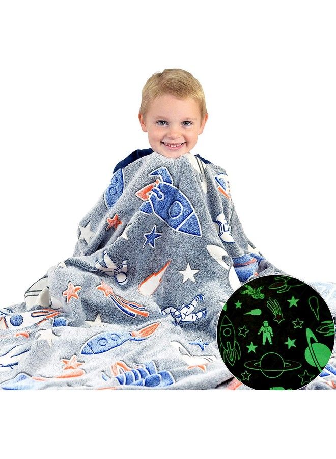 FunBlast Glow In The Dark Blanket For Kids Cartoon Print Blankets For Kids Light Weight Soft Cozy All Weather Blankets For 1 10 Years Old Toddlers Baby Boys & Girls (Robot Grey) - Image 2