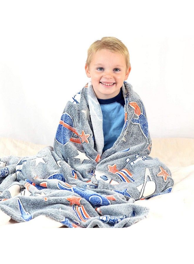 FunBlast Glow In The Dark Blanket For Kids Cartoon Print Blankets For Kids Light Weight Soft Cozy All Weather Blankets For 1 10 Years Old Toddlers Baby Boys & Girls (Robot Grey) - Image 4
