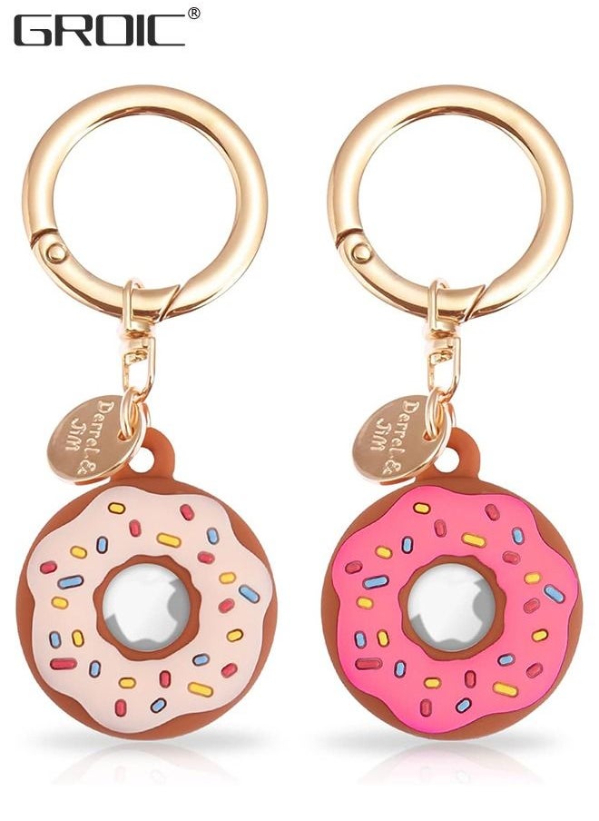 GROIC - 2 Pack Apple Airtag Keychain Donut Case for AirTag Tracker, Silicone Protective Case Secure Holder with Key Ring, Anti-Drop Scratch Airtag Holder, Anti-Lost Keychain Accessories for Kids Pets - Image 1