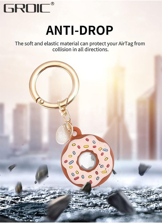 GROIC - 2 Pack Apple Airtag Keychain Donut Case for AirTag Tracker, Silicone Protective Case Secure Holder with Key Ring, Anti-Drop Scratch Airtag Holder, Anti-Lost Keychain Accessories for Kids Pets - Image 1