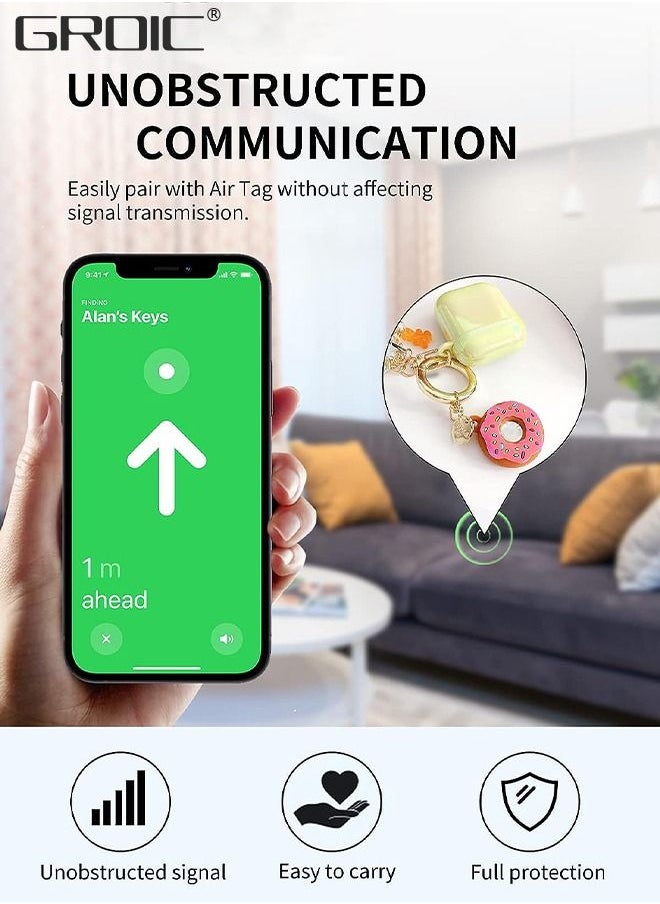 GROIC - 2 Pack Apple Airtag Keychain Donut Case for AirTag Tracker, Silicone Protective Case Secure Holder with Key Ring, Anti-Drop Scratch Airtag Holder, Anti-Lost Keychain Accessories for Kids Pets - Image 1