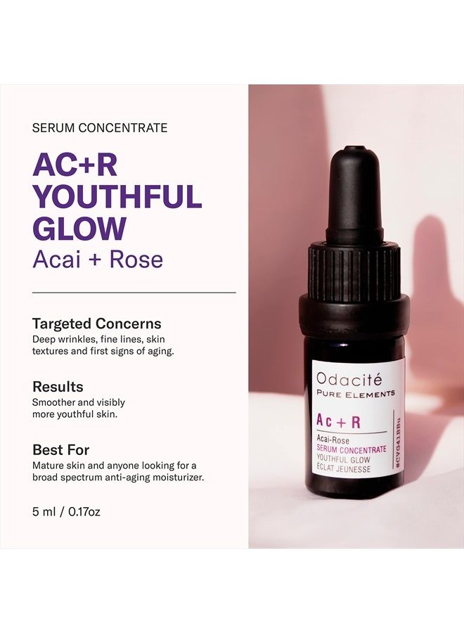 Odacite Odacité Anti Aging Serum Concentrate with Acai + Rose - Revitalizing Facial Oil, Youthful Glow, Improves Skin Tone, Wrinkles, and Firmness, Age defying, Rose Oil, 0.17 fl. oz. - Image 3
