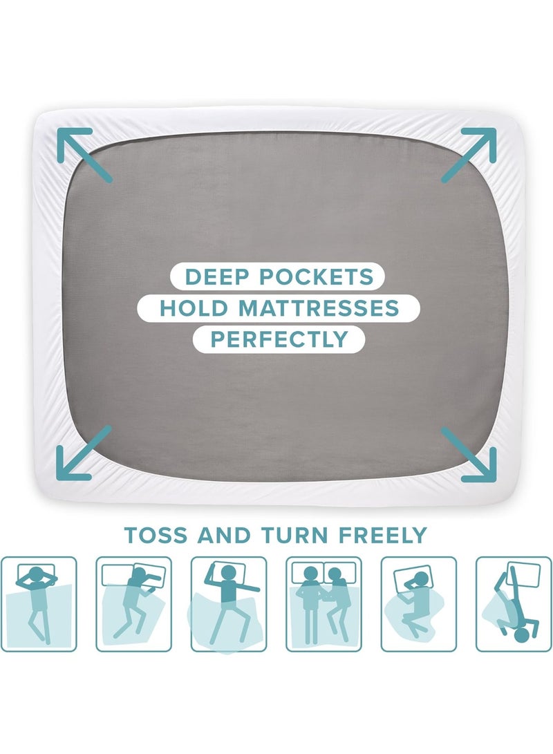 AURIO Premium Queen Size Waterproof Mattress Protector – Ultra-Soft Breathable Hypoallergenic Cover (182x198+30 cm) Noiseless & Dust Mite Resistant – Deep Pocket Fitted Mattress Pad for Total Protection Against Spills and Stains - Image 4