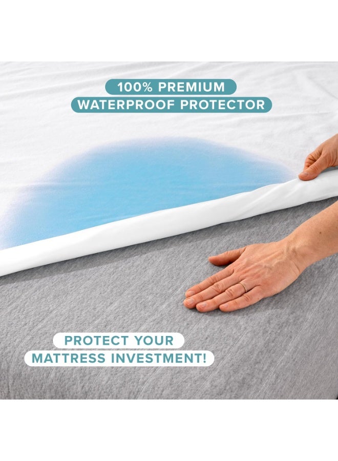 AURIO Premium Queen Size Waterproof Mattress Protector – Ultra-Soft Breathable Hypoallergenic Cover (182x198+30 cm) Noiseless & Dust Mite Resistant – Deep Pocket Fitted Mattress Pad for Total Protection Against Spills and Stains - Image 2