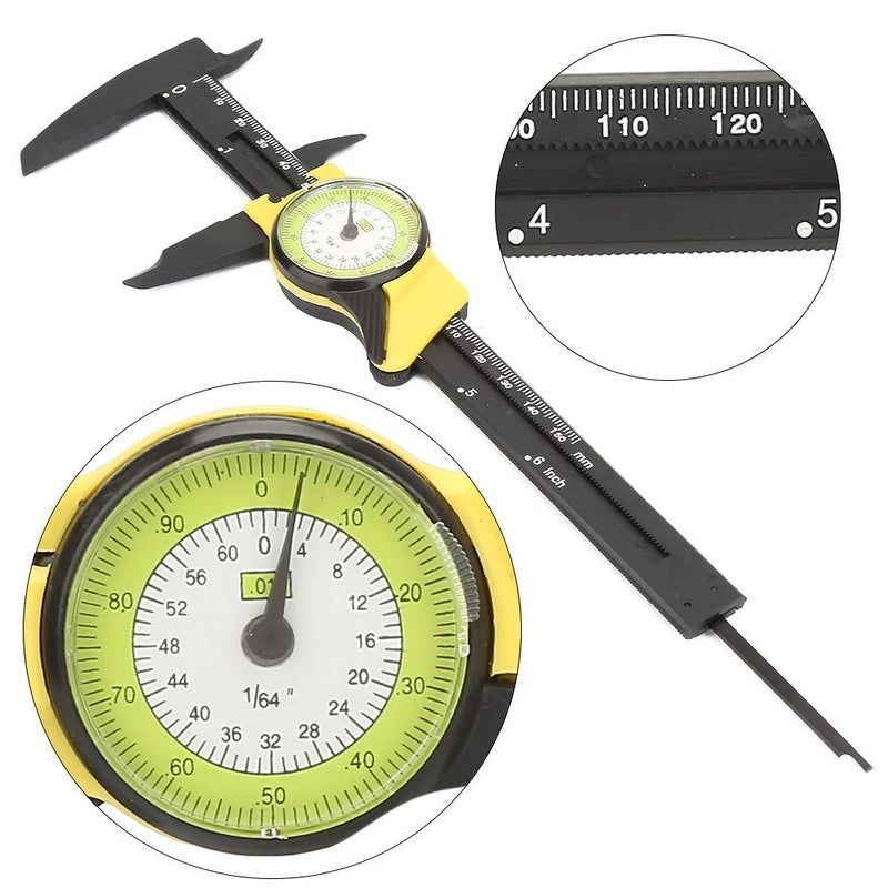 Yellow 6 Inch Plastic Vernier Dial Caliper 0-150 mm - Image 5