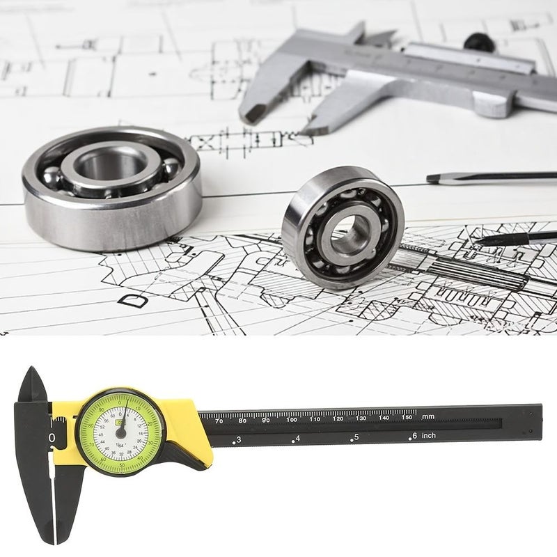 Yellow 6 Inch Plastic Vernier Dial Caliper 0-150 mm - Image 4