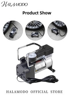 HALAMODO Portable Tire Inflator Heavy Duty Auto Tyre Air Compressor Inflator Pump High Pressure Metal Pump Pressure Gauge Car Accessories Universal for Car & Motorcycle Tires（12V 100PSI  - Image 2