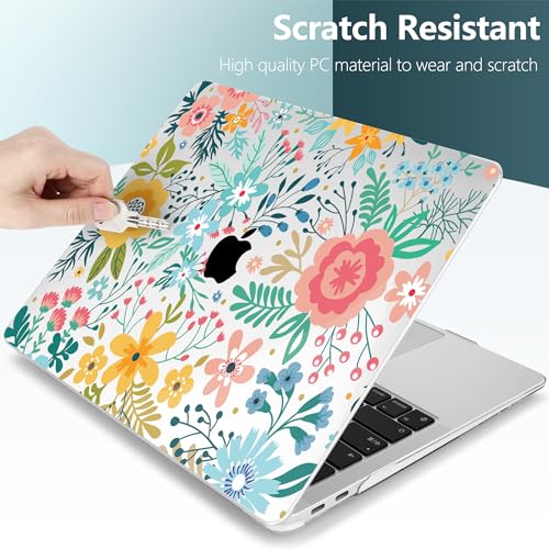 TWOLSKOO Case for MacBook Air 13.3 Inch (Old Version 2018–2021, Models: M1 A2337, A2179, A1932) – Hard Shell Case with Screen Protector & Keyboard Cover, Abstract Flower - Image 4