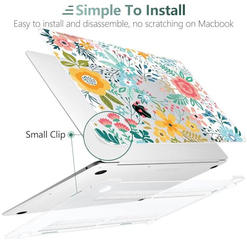 TWOLSKOO Case for MacBook Air 13.3 Inch (Old Version 2018–2021, Models: M1 A2337, A2179, A1932) – Hard Shell Case with Screen Protector & Keyboard Cover, Abstract Flower - Image 3