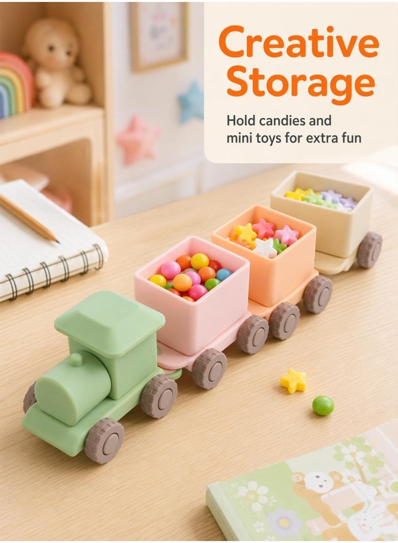 Food Grade Silicone Baby Train Toy, Detachable DIY Inertia Train with Storage Compartment, Early Educational Toy for Toddlers 1-3+ - Image 5