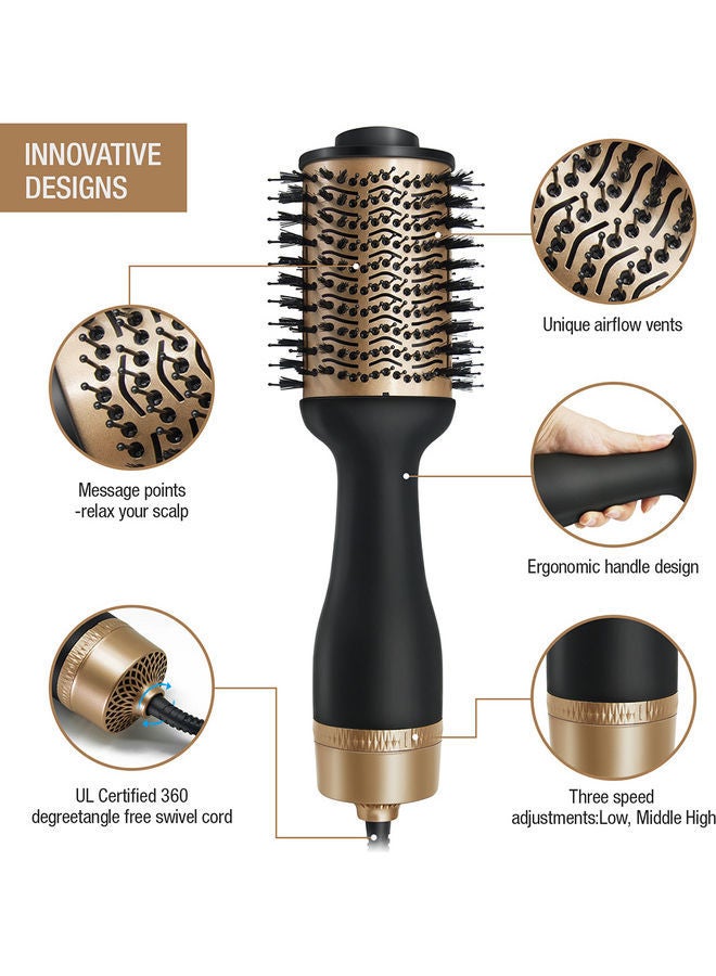NIBEMINENT 5-In-1 Hair Dryer Brush Black/Gold - Image 2