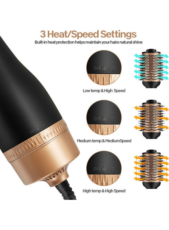 NIBEMINENT 5-In-1 Hair Dryer Brush Black/Gold - Image 3