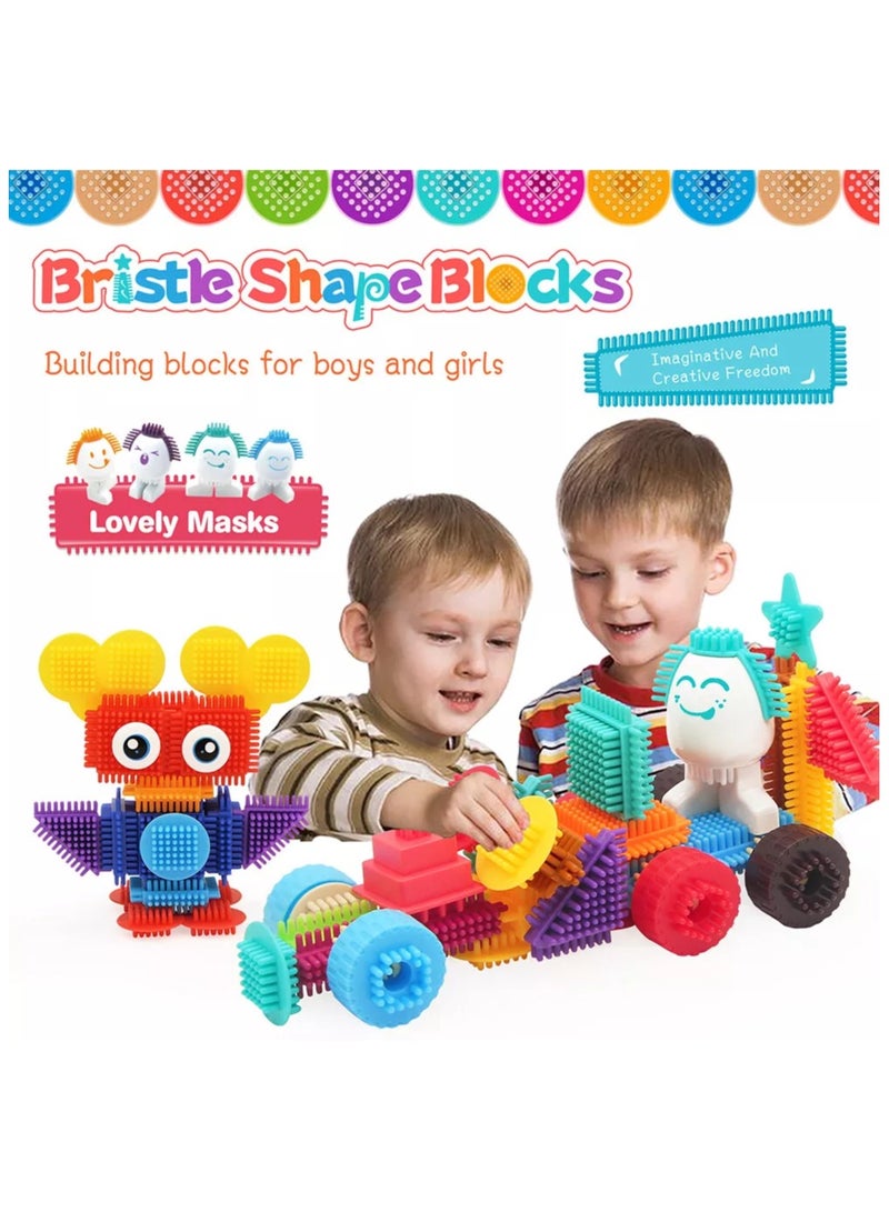 Bristle Shape Building Blocks Set 80PCS – Stickle Bricks, Montessori STEM Toys for Kids, Plug-in Construction Toys, Creative Bulk Building Bricks, Early Educational Toy for Boys  Girls - Image 1