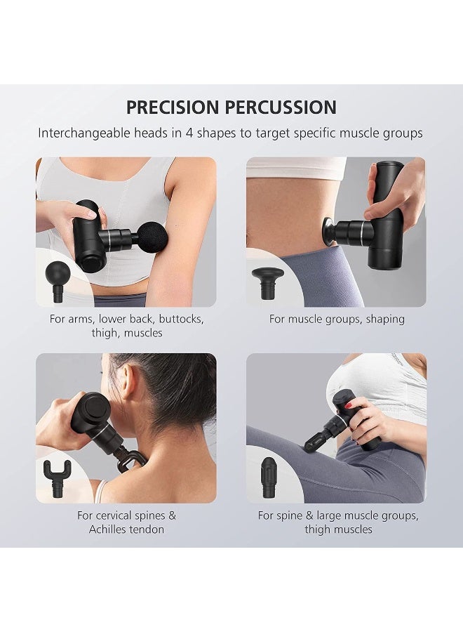 Mini Massage Gun Deep Tissue Percussion Massager 6 Speed Portable Electric Handheld Body Massager for Muscle Pain Relief Back Neck Shoulder Rechargeable Quiet Design - Image 4
