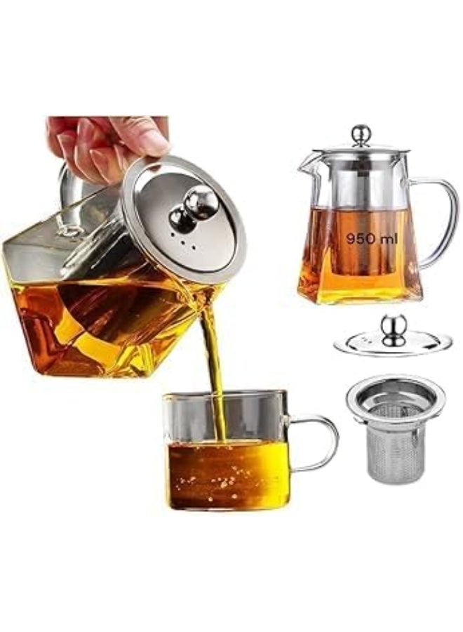 Warmyee وارمييي هوفو سمالل كليار هيجه بوروسيليكاتي جلاسس تيا بوت ويته ريموفابلي 304 ستاينليسس ستييل ينفوسير, هيات ريسيستانت لووسي لياف تيابوت,ستوفيتوب سافي, 550 مل/19.3 وونكي. - Image 4