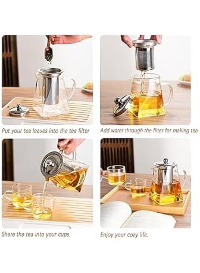 Warmyee وارمييي هوفو سمالل كليار هيجه بوروسيليكاتي جلاسس تيا بوت ويته ريموفابلي 304 ستاينليسس ستييل ينفوسير, هيات ريسيستانت لووسي لياف تيابوت,ستوفيتوب سافي, 550 مل/19.3 وونكي. - Image 3