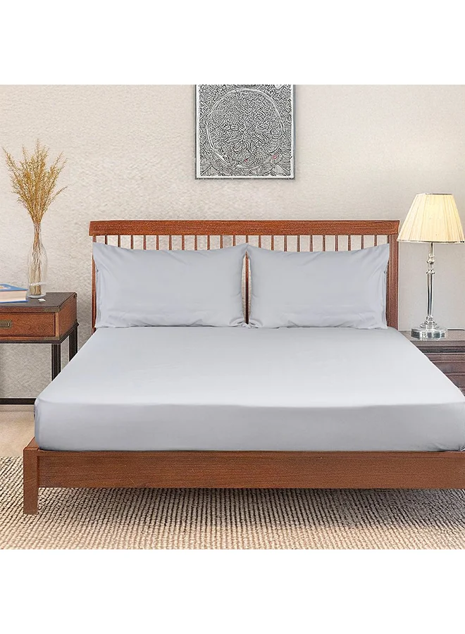 DANUBE HOME Danube Home Pearl & Coal Queen Fitted Sheet Set Grey160x200+30 cm & 50x75cm | 100% Cotton Satin-800 Thread Count Bedding Set For Bedroom