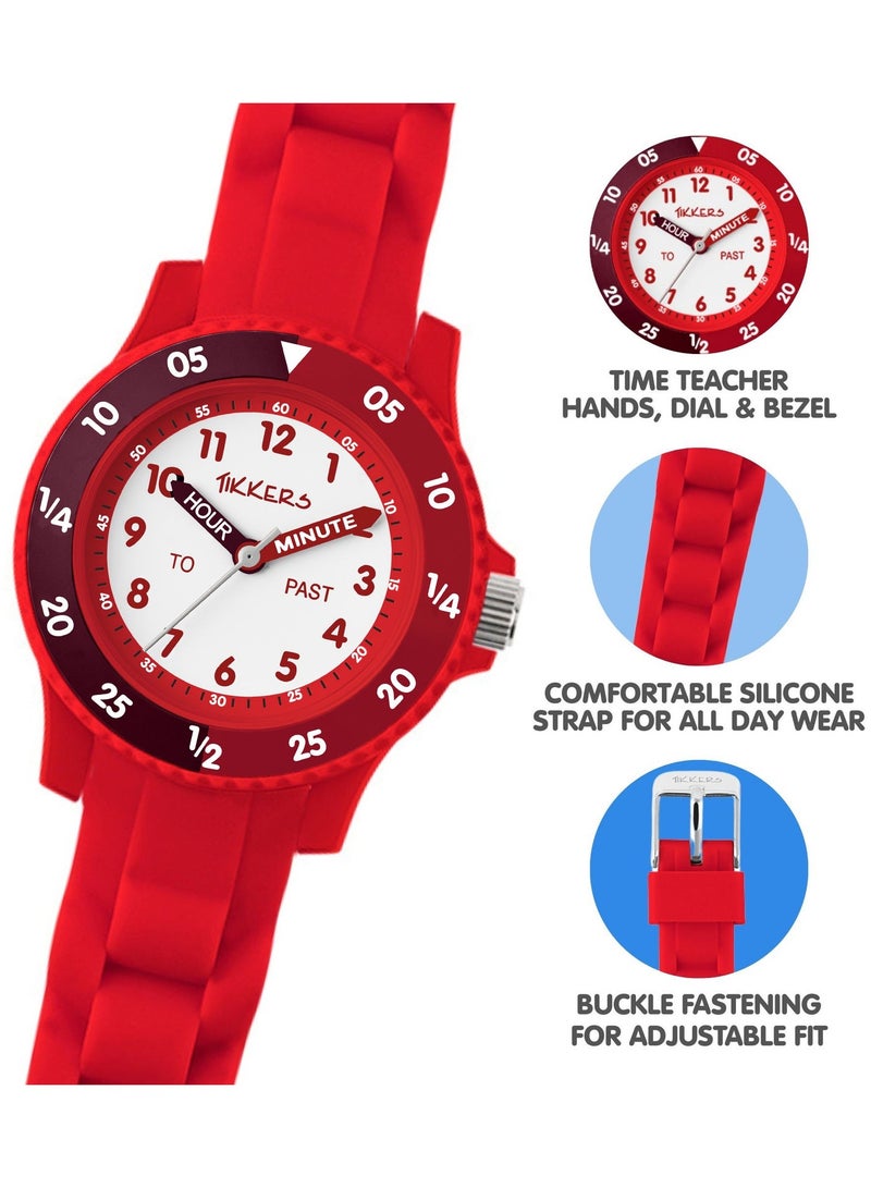 Tikkers Red Silicone strap Timer Teacher Watch - Image 3